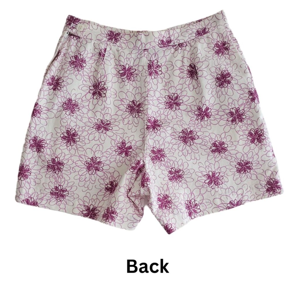 Petite Sophisticate Vintage Floral Shorts | EUC | 0P | White, Purple/Magenta - Picture 4 of 12